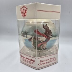 Vintage House of Goebel Bavarian Bunny Christmas Tree Ball Ornament w/ Box
